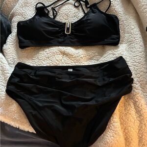 Elegant Black Bikini with Gold Detail